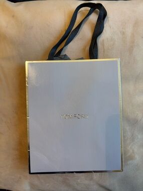 Tom Ford silver Gift Bag with Gold Logo and Black Handles